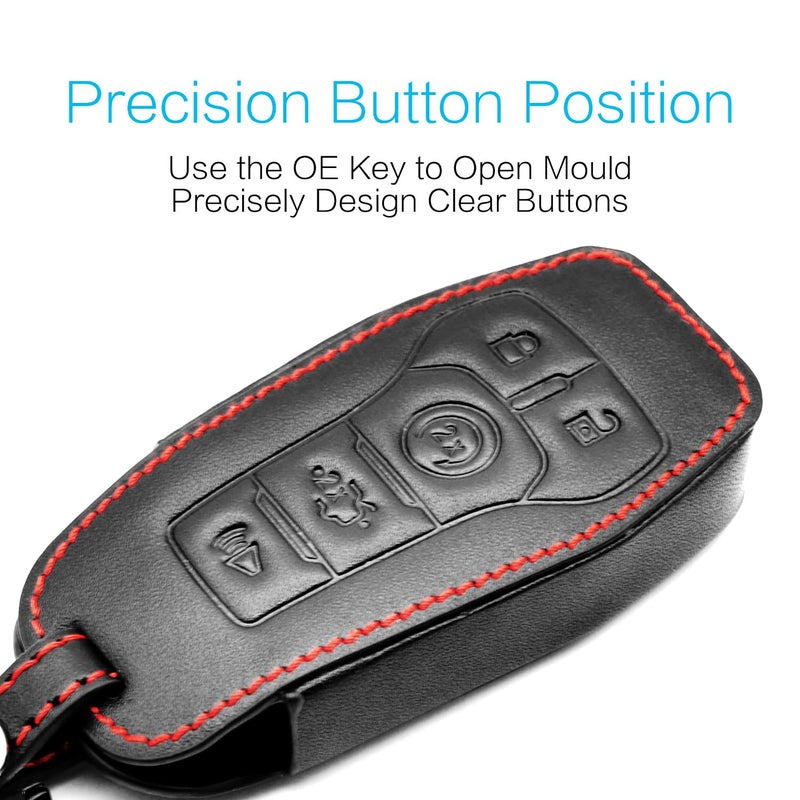 MECHCOS Compatible with Ford Edge Expedition Explorer Fusion Mustang F-150 F-250 F-350 F-450 Super Duty Lincoln MKC MKX MKZ Nautilus Key Fob Cover Case Leather Shell Key Chain Protector - Image 2